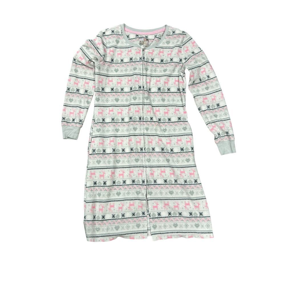 Muk‎ Luks XS Zip Up Fleece Housecoat Winter Robe Lounge Wear Warm Cozy Dress